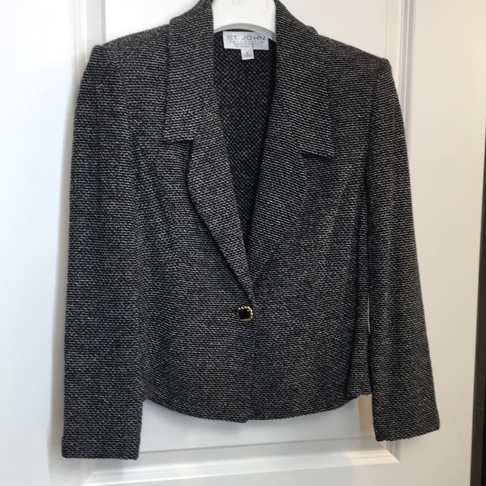 St. John 6  Black Knit Lite Jacket Black Gray